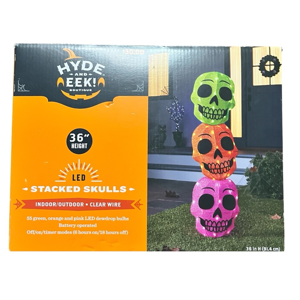36 2D LED Tinsel Stacked Skulls Halloween Novelty Lights - Hyde & EEK! Boutique - Picture 2 of 2